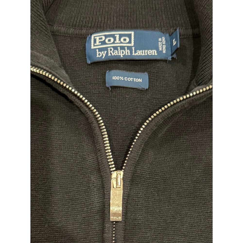 Vintage Polo Ralph Lauren Knit Cotton Moto Jacket Zip Up Hong Kong Large - Picture 3 of 4